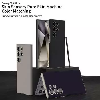 Простой кожаный чехол для телефона Samsung S24ультра-устойчивый к падениям силиконовый простой кожаный защитный чехол матовый корпус высокого класса для бизнеса Samsung S24ultra чёрный