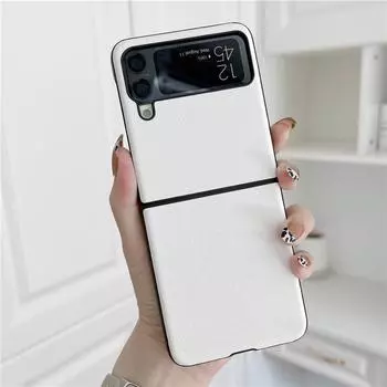 Простой кожаный чехол с плетением для Samsung Galaxy Z Flip 4 3, антидетонационный роскошный роскошный чехол для ПК для Flip3 Flip4 Flip 3 Flip4 белый