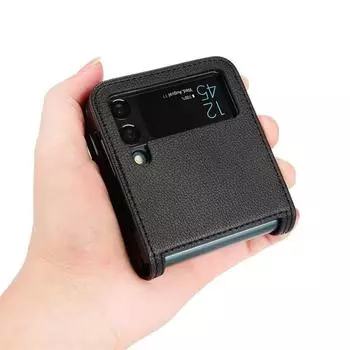 Простой кожаный чехол с защитой от царапин для Samsung Galaxy Z Flip 3 5g Flip3 противоударный чехол для Samsung Z Flip 3 Чехлы for samsung z flip3 чёрный