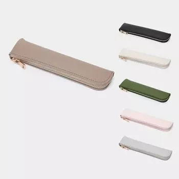 Простой кожаный мини-футляр для ручек BN007 чёрный