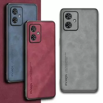 Простой кожаный удобный замшевый чехол для Moto G55 G35 G85 G34 G24 Power G04 G14 G54 G84 E13 Защитная крышка объектива камеры For Moto G35 чёрный