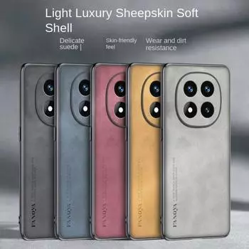 Простой кожаный удобный замшевый чехол для Xiaomi Redmi Note 14 Pro + Note14 Note 13 Pro + 12 Pro 11 10 Мягкий защитный чехол для объектива For Note 14 Pro Plus чёрный