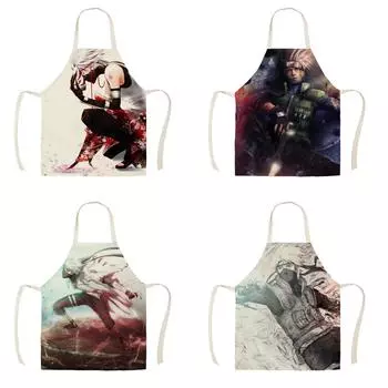 Простой креативный фартук с принтом персонажей аниме, кухонный фартук для уборки дома, фартук для приготовления пищи, фартук для выпечки 47x38cm