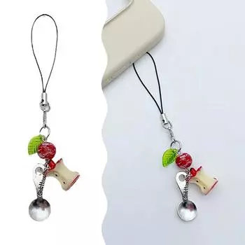 Простой креативный мультяшный фрукт сердцевина ложка кулон телефон ремни брелок для ключей для женщин мужчин сумки украшения аксессуары