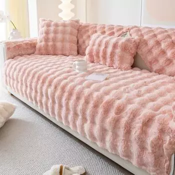 Простой кролик плюшевый утолщенный диванный коврик зимний интернет знаменитость диванная подушка гостиная пылезащитный теплый защитный чехол 70x70