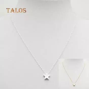 Простой крошечный пятиконечный кулон в виде звезды, женское колье, короткое ожерелье, цепочка, ювелирная подвеска, брелок золотистый