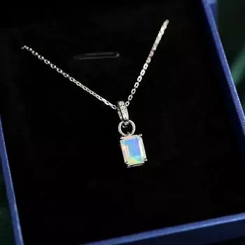 Простой кулон-пасьянс с опалом октябрь 6*8 мм 1 карат натуральный драгоценный камень стерлингового серебра 925 пробы ювелирные изделия унисекс для женщин и мужчин ювелирные изделия в подарок белый