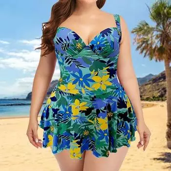 Простой купальник с высокой талией, эластичный, приятный для кожи, с оборками и подкладкой, купальный костюм для плавания