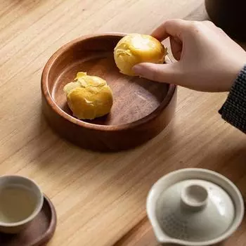 Простой квадратный поднос, штабелируемый, кондитерская тарелка, столовая посуда, поднос из орехового дерева, офис round