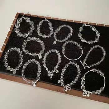 Простой легкий роскошный прозрачный белый кристаллический бисерный браслет женский нишевый дизайн элегантный модный темперамент универсальный браслет ювелирные изделия