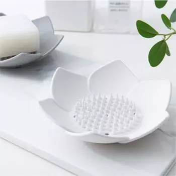Простой, легкий, высококачественный, простой в использовании, силиконовый держатель для мыла, сливная пластина для хранения, коробка в форме лотоса серый