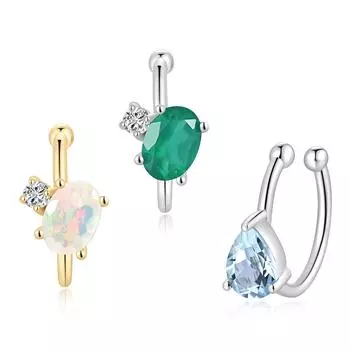 Простой маленький и изысканный зажим для ушей из натурального камня, модный трендовый дизайн, женские ювелирные изделия из стерлингового серебра 925 пробы на каждый день s зелёный