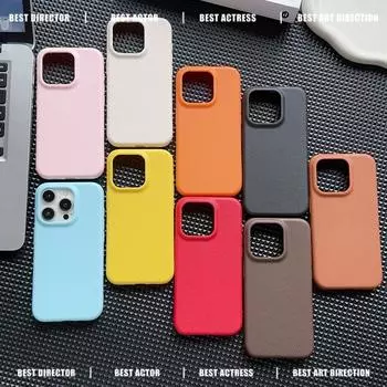 Простой матовый кожаный чехол для iPhone 16 Pro 15 14 Plus 13 12 11 Pro Max, однотонный тонкий противоударный чехол из ТПУ iPhone 16 розовый