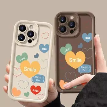 Простой матовый противоударный чехол с рисунком в виде сердец любви для iPhone 16 Pro Max 15 Pro 14 Plus 13 12 11 XR XS 8 7, защита линз, мягкий бампер из ТПУ iPhone 16 чёрный