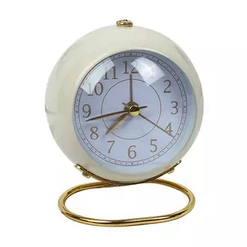 Простой металлический будильник на батарейках, бесшумный будильник, настольные маленькие часы для студенческого общежития бежевый