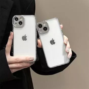 Простой металлический прозрачный чехол с точной рамкой для iPhone 16 Pro Max 15 14 Plus 13 12 11 Pro XS XR Универсальный защитный чехол от падения iPhone 16 Pro Max прозрачный