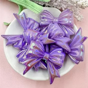 Простой модный большой бант для изготовления украшений из бисера, бисерное ожерелье, браслет ручной работы 32,3*36,6 мм, 6 шт., бант, акриловые аксессуары для самостоятельной сборки фиолетовый