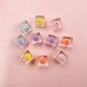 Простой модный браслет-брелок 10 мм, прозрачные модные квадратные бусины из акрила, 10 шт., яркое лицо, сделай сам, ювелирные аксессуары, сэндвич, изысканные ювелирные изделия фиолетовый