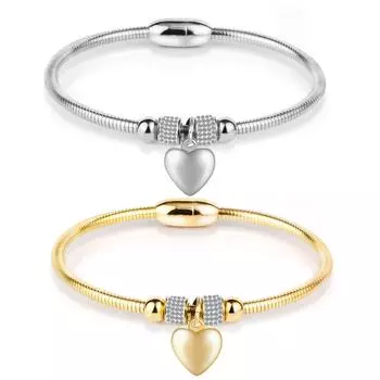 Простой модный браслет Love Браслет с магнитной пряжкой женский с браслетом из циркона с инкрустацией сердечками золотой