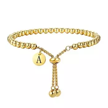 Простой модный браслет с 26 буквами, регулируемые круглые бусины, индивидуальный браслет для женщин A