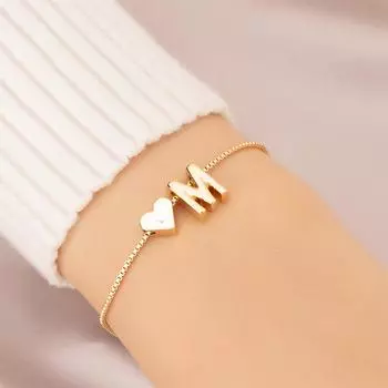 Простой модный браслет с любовным письмом, ретро регулируемый браслет из сплава с буквами, женские ручные украшения A золотой