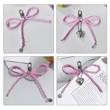 Простой модный брелок с бисером и бантом, универсальный кулон для мобильного телефона, защита от потери, милый рюкзак, украшения, аксессуары, подарки A1