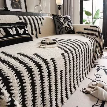 Простой модный коврик для дивана, полотенце, утолщенный плюшевый нескользящий универсальный чехол для углового сиденья, зимняя теплая подушка для дивана для гостиной 1seat 180x130cm-1pcs