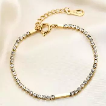 Простой модный универсальный браслет с инкрустацией цирконием и титановой сталью золотой