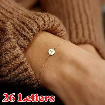 Простой модный золотой браслет-цепочка с буквами, браслет для вечеринок, ювелирный подарок для женщин A