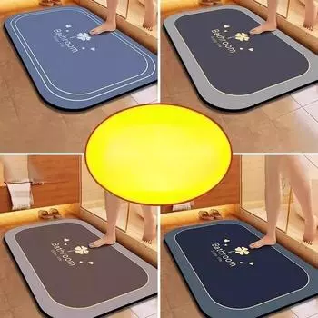 Простой мягкий коврик для ванной комнаты с диатомовой грязью, прочный впитывающий коврик для двери ванной комнаты, быстросохнущий, можно резать, коврик для ног 40 * 60cm