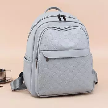 Простой мягкий кожаный повседневный рюкзак для поездок на работу и путешествий, универсальная сумка для мам синий/серый