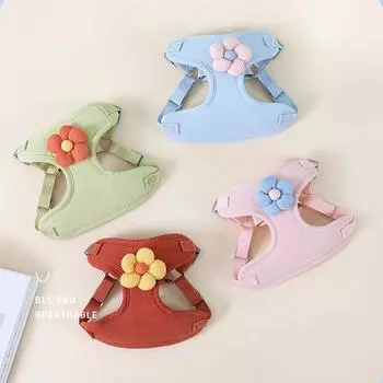 Простой мультяшный 3D уличный поводок для кошек, дышащая сетка, жилет для домашних животных, аксессуары для домашних животных, собак и кошек, поводок для вытягивания, противоскользящий, мягкий, регулируемый S