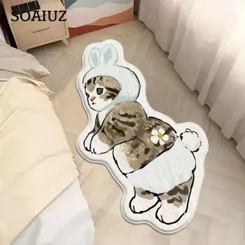 Простой мультяшный коврик для ног с милым котом, имитация кашемирового ковра, прикроватное одеяло для гостиной, спальни, детский напольный коврик 40*60cm