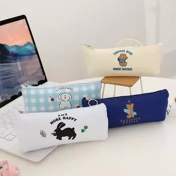 Простой мультяшный значок пенал повседневный милый портативный девушка канцелярские принадлежности ручка сумка обратно в школу принадлежности пенал