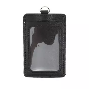 Простой нагрудный держатель для карт с несколькими слотами, ПУ держатель для ID-карты, практичный и долговечный, для заводской рабочей карты, студенческого билета One Size чёрный