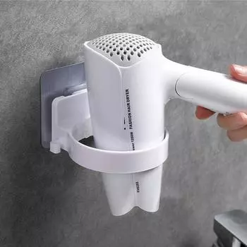 Простой настенный держатель для фена для ванной комнаты, настенный подвесной держатель, стойка для хранения, органайзер для фена для унитаза из АБС-пластика белый