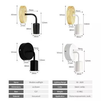Простой настенный светильник из железа/дерева, панель для внутреннего и наружного освещения, спальни, гостиной, домашнего декора E27 85-265 В постоянного тока, проводка, настенный светильник Wall Light