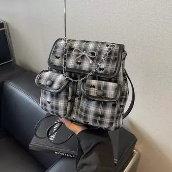 Простой небольшой рюкзак в горошек для женщин 2024 года, новая сумка через плечо из холста, нишевый дизайн, универсальная сумка-мессенджер для поездок на работу