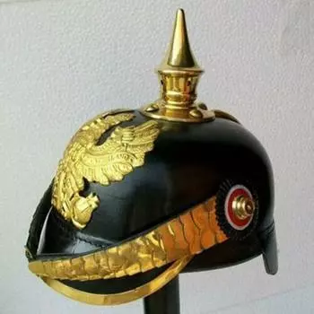 Простой немецкий прусский шлем из высококачественной кожи – подлинный коллекционный экземпляр, винтажный дизайн, как