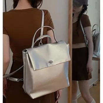 Простой нишевый дизайн рюкзака 2024 новый большой вместительный рюкзак сумка женский сезон модный серебристый повседневный школьный рюкзак серебряный