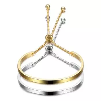 Простой новый жемчужный браслет Ins из титановой стали, полукольцо, двухцветный полурегулируемый браслет для женщин золотой