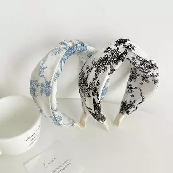 Простой обруч для волос крест-накрест повязка на голову для женщин с широким краем, напечатанная ткань, аксессуары для волос, завязанные узлом 17*13*6.5cm