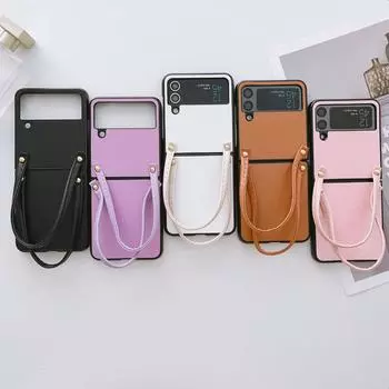 Простой однотонный чехол-сумочка для телефона Samsung Galaxy Z Flip 1 2 3 4/Z Fold 3 4, противоударный чехол на заднюю панель For Z Flip 1 or 2 розовый