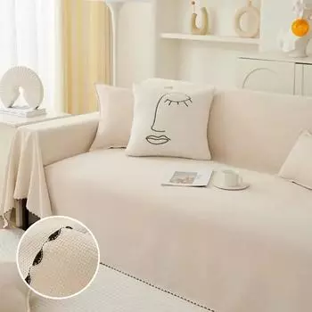 Простой однотонный диванный полотенце, цельный чехол для дивана, всесезонный универсальный противоскользящий пыленепроницаемый коврик для стула, домашний декор 1seater 180x130cm темно-серого