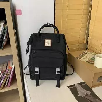 Простой однотонный рюкзак для студентов с буквенным узором для школы и повседневного использования StyleC