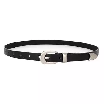 Простой однотонный женский ремень для тонкой талии с серебряной пряжкой, универсальный для повседневного использования