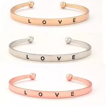 Простой открытый браслет LOVE с металлической надписью Love, модный женский браслет розового золота