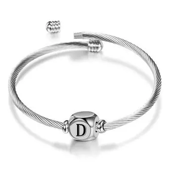 Простой открытый скользящий браслет из титановой стали, универсальный браслет «сделай сам» с 26 буквами для женщин, браслет для подружек A