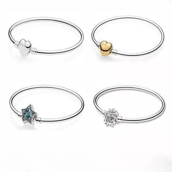Простой, персонализированный и универсальный посеребренный браслет из белой меди с фейерверком и пряжкой в виде пятиконечной звезды, модный браслет-браслет 16cm