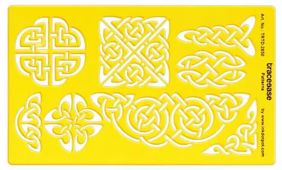 Простой пластиковый трафарет Traceease для журнала, символы кельтских узлов, акриловая трафаретная линейка, 19 см x 11,4 7.5 X 4.5 Inches жёлтый